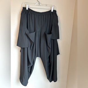 Moyuru Japan Harem pants with attached multi-layered skirt and pockets.